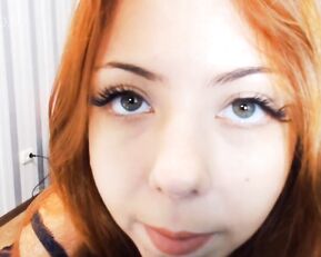 redhead cute shows pussy close up