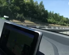 Big tits car blowjob