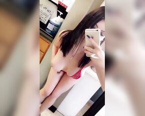 Cap Barista sexy red outfit teasing snapchat free