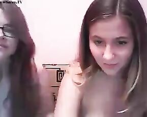 Sexy and juicy lesbians teen in bath webcam show
