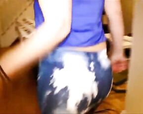 The Big Ass Girl blue white splash jeggings - chat for free free porn