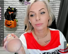 MiyaKiss blonde milf sucks big rubber dick