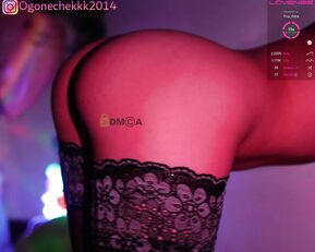 OgonEchEKKK red-haired beauty in stockings dances erotically with ohmibod