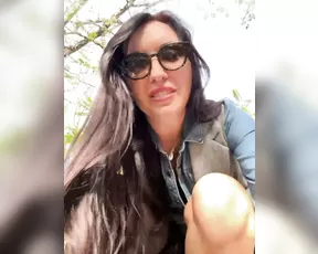 DIVORA depraved milf masturbates pussy in the park