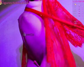 OgonEchEKKK Mala dances erotically in a red lace peignoir