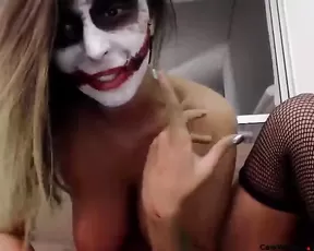 Chick with a wig has fun