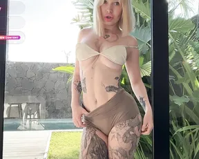 Watch how this blonde cam girl's big tits bounce while she gets her ass drilled live on cam