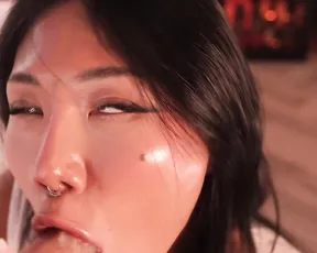 ami_katana — Deepthroat Close-up With Foot Tease