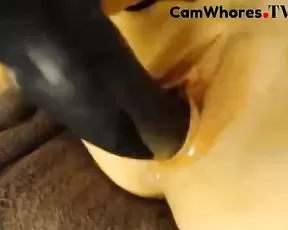 Ebony girl sucks a white cock like a pro
