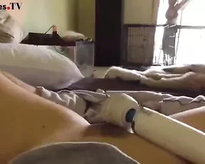Cute babe with two guys at once