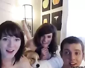 Cute chick sucks off two guys