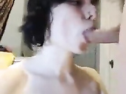 Blonde is cumshot in the face