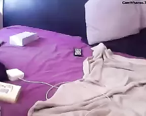 Blonde spreads her long legs