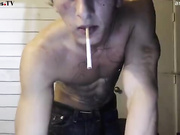 Big tits babe strips for the camera