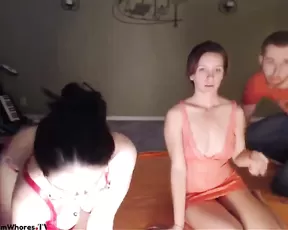 Teen blonde with piercings sucking on a cock