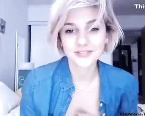 Pretty brunette girl deepthroats a big dong