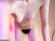 Nerdy looking blonde gets a creamy facial.