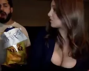 Brunette is riding a dildo