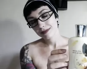 Blonde is caressing her tight cunt