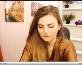 Passion and sexy milf blonde in chair teasing webcam show