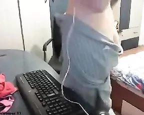 Slim sexy teen dancing striptease webcam show