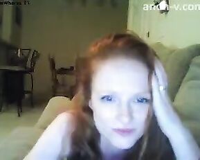 Amazing redhead toying webcam show