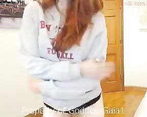 Goddessgaia1 redhead busty girl masturbate in bed webcam show