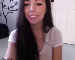 mystia95 sexy slim teen brunette suck dildo webcam show