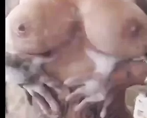 Busty blonde gal creamed with my hot jizz