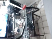 Top heavy girl is playing with a dude