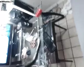 Top heavy girl is playing with a dude