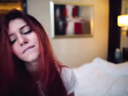 Blonde is caressing her pussy lips