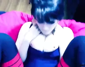 Kinky blonde pinching her nipples on cam