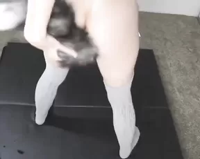 Cock-lover on her knees blowing and sucking