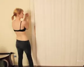 Brunette shows her large tits