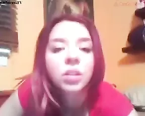 Hot babe blows dick in the bathroom