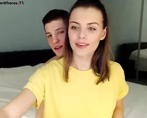 Pretty blonde girlfriend make a hell of a blowjob in front webcam,!holy fuck!