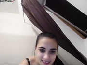 blonde girl climbs on his pole and slides