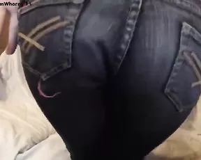 Blonde gives a blow job and masturbates