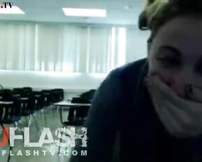 Slim dirty girl fingering in classroom webcam show