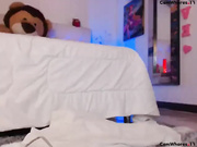 LiLiJones sweet beauty blonde in blue stockings fingering pussy webcam show