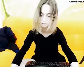Little blonde teen teasing webcam show