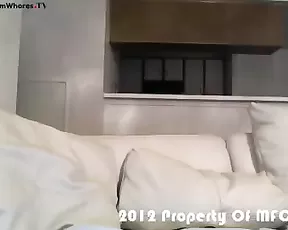 Lovely slim blonde in stockings passion masturbate in bed webcam show