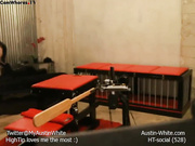 Sexy blonde oils herself up