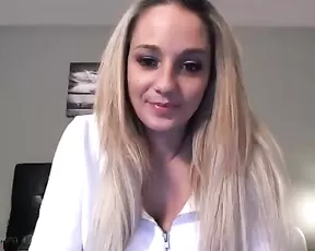 Beauty blonde with big tits teasing webcam show