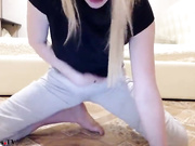 Blonde teen gagging deep