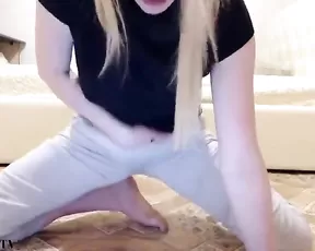 Blonde teen gagging deep