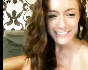 Sex bomb slim brunette in bed masturbate pussy webcam show