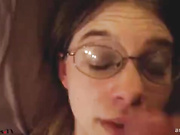 POV facial to girl in glasses webcam show