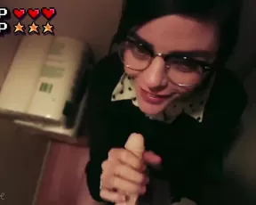 Sexy teen brunette in uniform make POV blowjob dildo webcam show